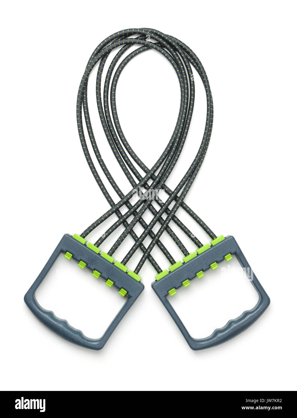 Blick von oben auf die Brust Expander isoliert auf weißem Stockfoto