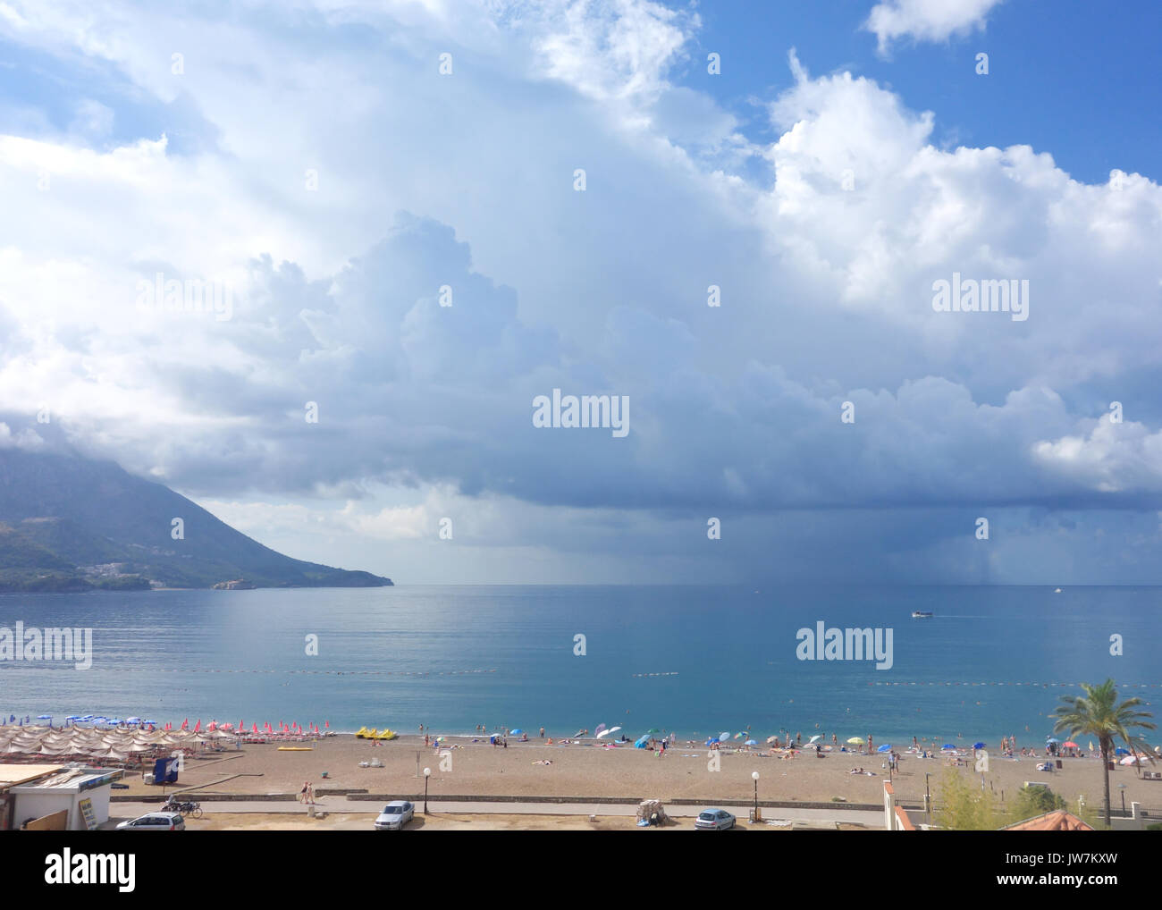 Strand in Montenegro, Becici Stockfoto