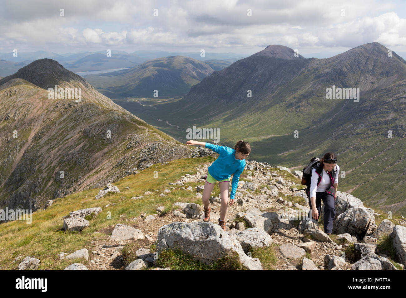 Wandern in Glencoe, Schottland Highlands Stockfoto