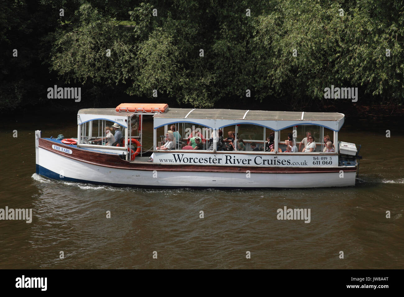 "Der Graf" Bootsfahrt auf dem Fluss Severn in Worcester Stockfoto