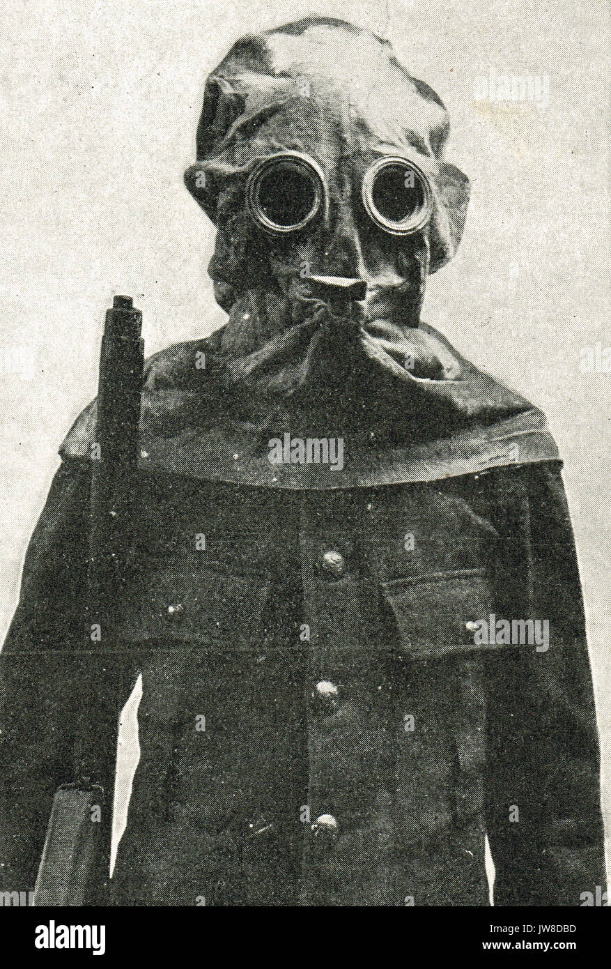 Trench Helm für Giftgas Schutz, WK 1. Stockfoto