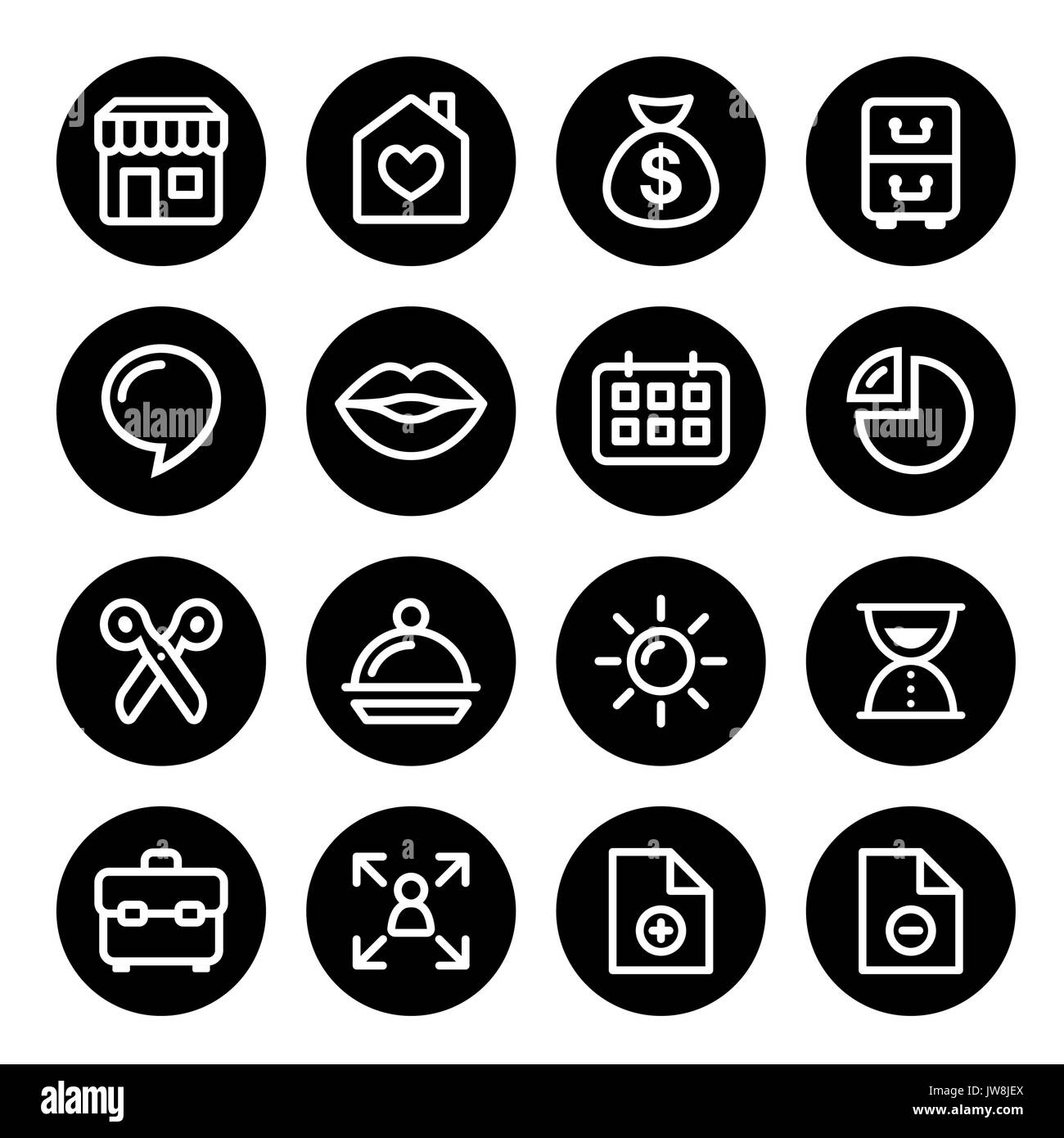 Menü Website Navigation round Line Symbole - Soziale Medien, Blog, Webseite Stock Vektor