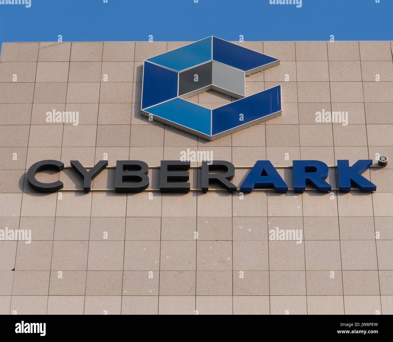 Petach Tikva, Israel. August 11, 2017. Cyberark Corporate Offices in Israel. Cyberark macht Sicherheit Software Lösungen. Stockfoto