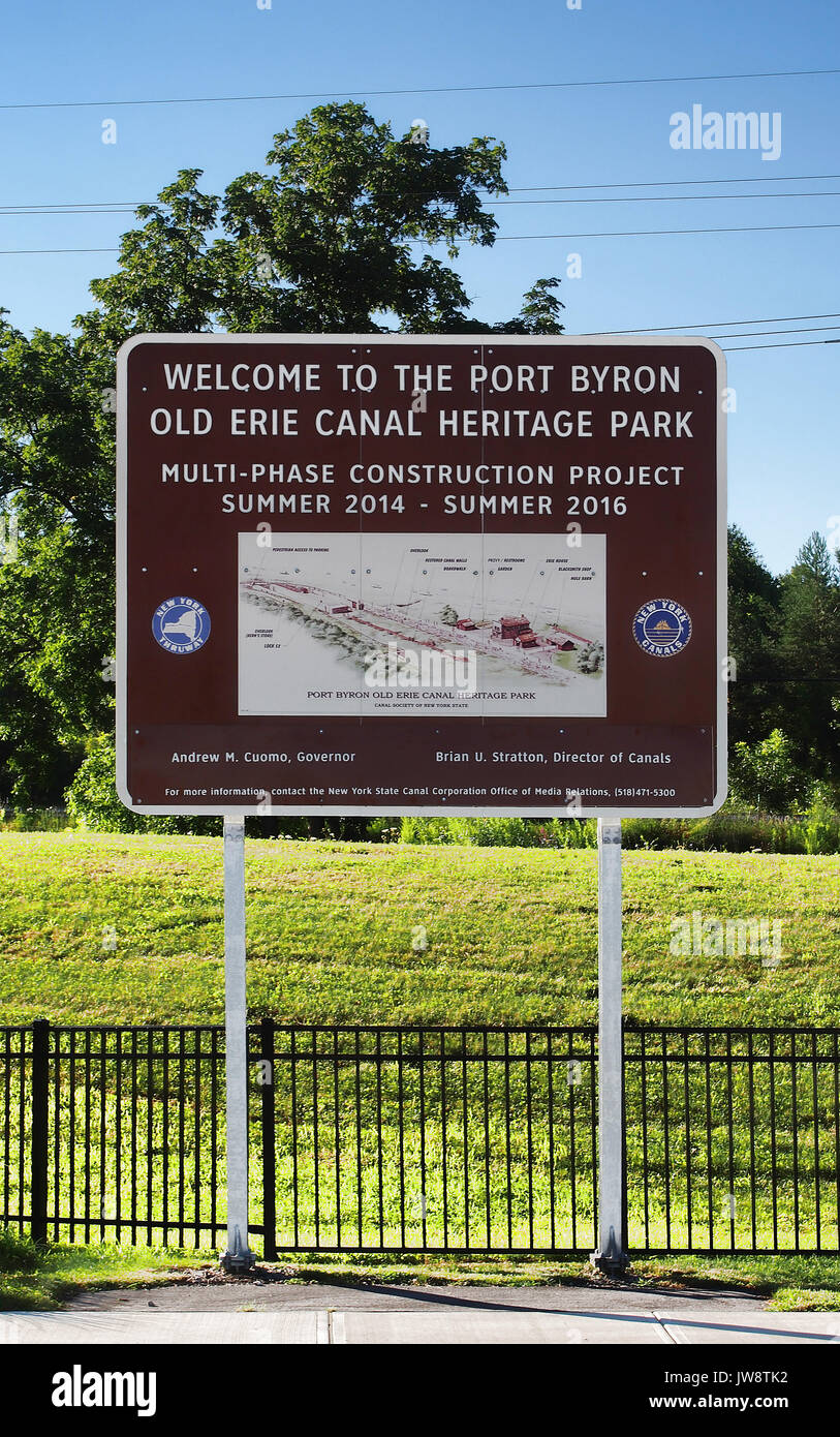 Port Byron, New York, USA. August 5, 2017. Der Hafen Byron alten Erie Canal Heritage Park, eine pädagogische rest stop auf der Interstate 90, die New York Stockfoto