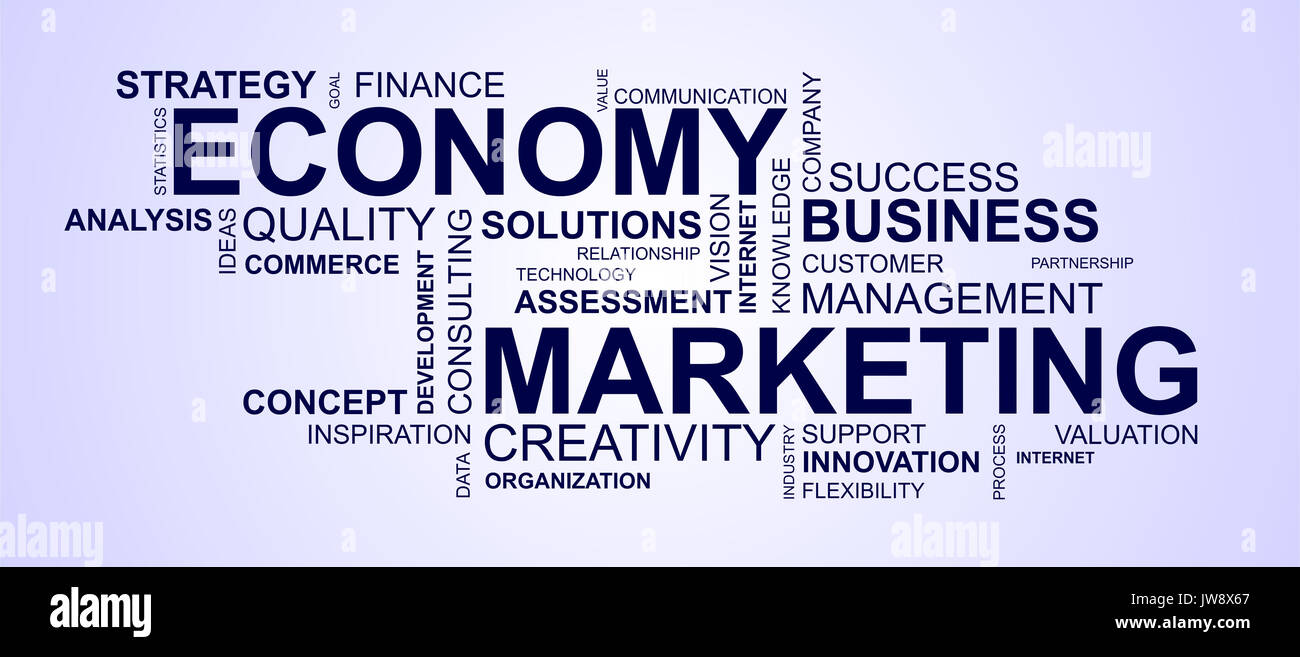 Wordcloud für Wirtschaft Stockfoto