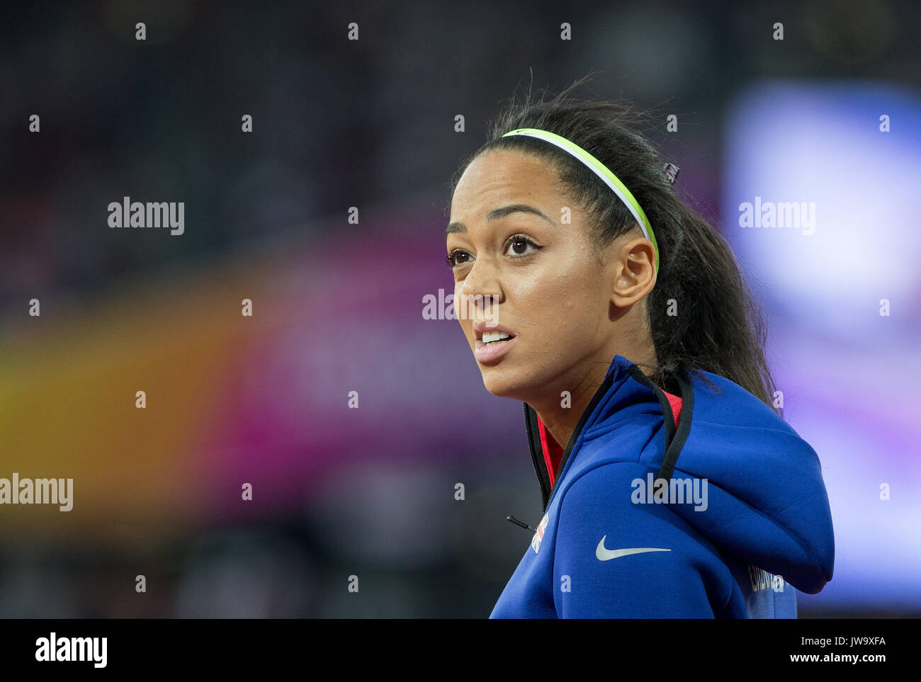 Katarina Johnson-Thompson der GBR im hohen Sprung bei der IAAF Leichtathletik WM 2017 - Tag 7 bei den Olympischen Park, London, England am 1. Stockfoto