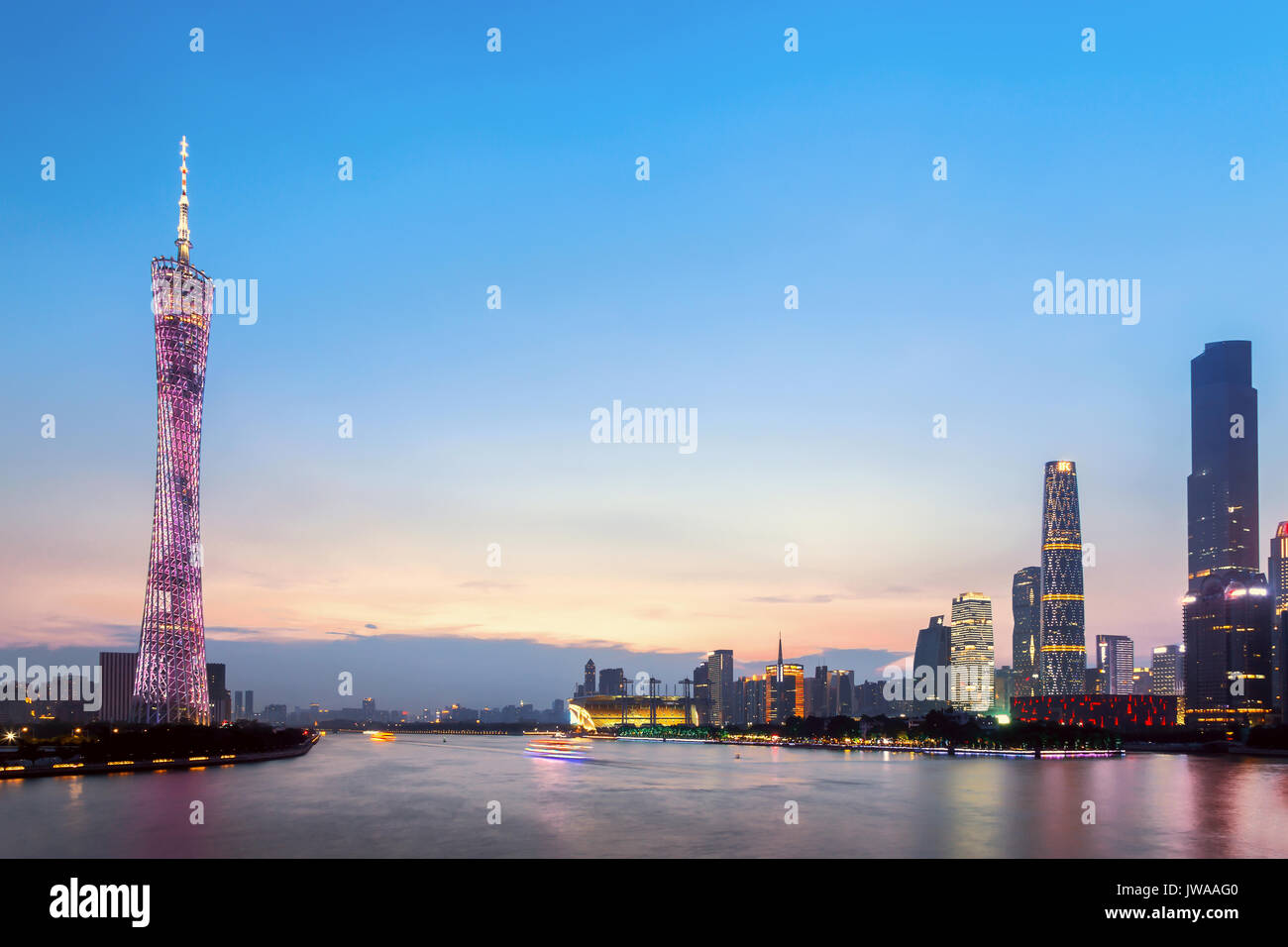 Nachtansicht von Guangzhou Stockfoto