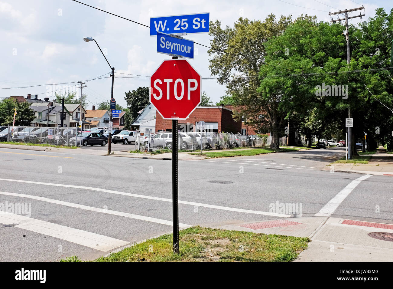 Drei Mädchen wurden von Ariel Castro entführt, in diesem Viertel in Tremont in Cleveland Ohio, wo er sie 10+ Jahre lang hielt, bevor er erwischt wurde. Stockfoto