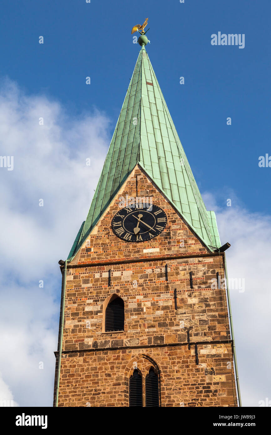 Clock Tower Detail der St. Martin Kirche. Bremen, Deutschland. Stockfoto