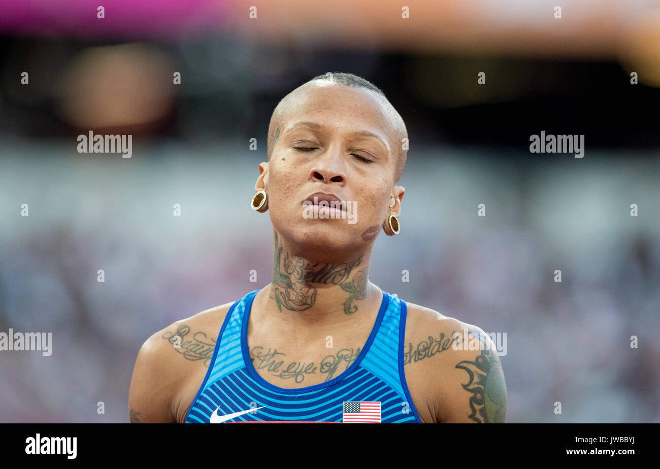 INIKA MCPHERSON der USA während der Hochsprung Qualifikation an die IAAF Leichtathletik WM 2017 - Tag 7 bei den Olympischen Park, London, England Stockfoto