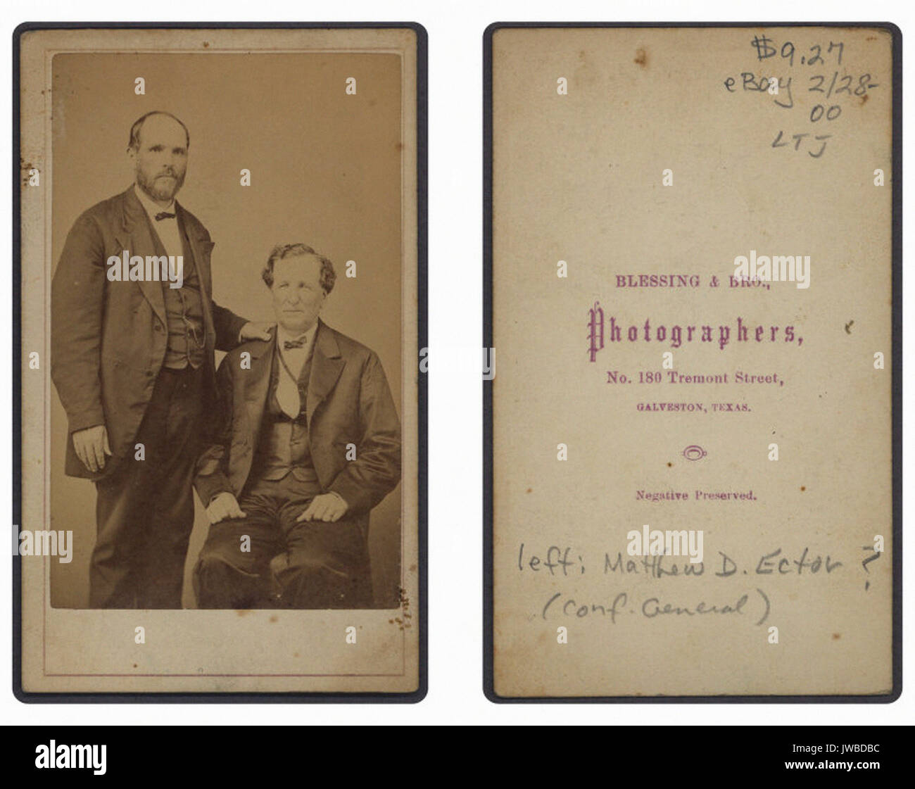 Brigadier General Matthew Duncan Ector und nicht identifizierten Mann, Confederate States Army - Bürgerkrieg Fotos Stockfoto