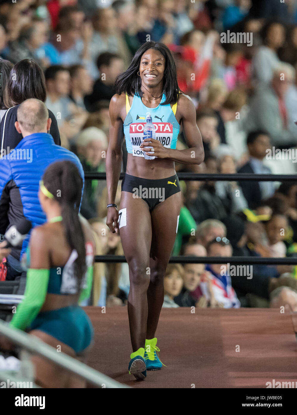UIBO Shaunae MILLER - der Bahamas, nachdem er ihr Halbfinale Hitze in einer Zeit von 22.49 während der IAAF Leichtathletik WM 2017 - Tag 7 an Stockfoto