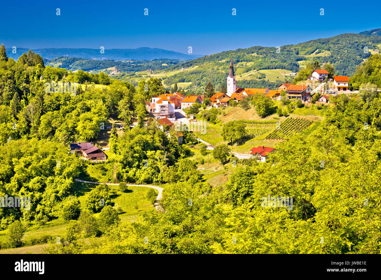 Grüne Region Zagorje und Stadt Klanjec, ländlichen Kroatien Stockfoto