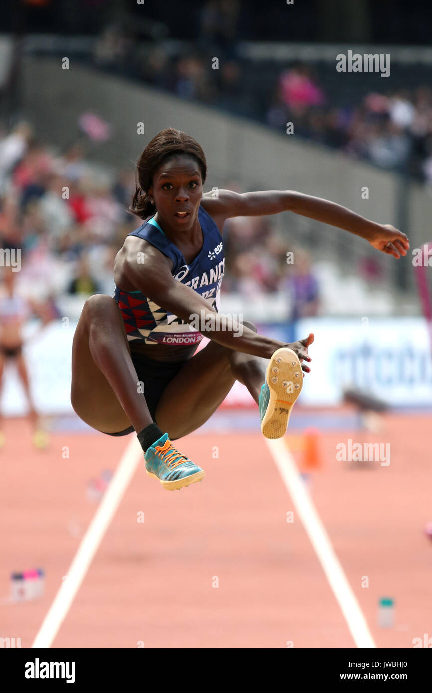 Angelina LANZA von Frankreich springt für Bronze im Weitsprung der Frauen T47 Finale auf der Welt Para Meisterschaften in London 2017 Stockfoto