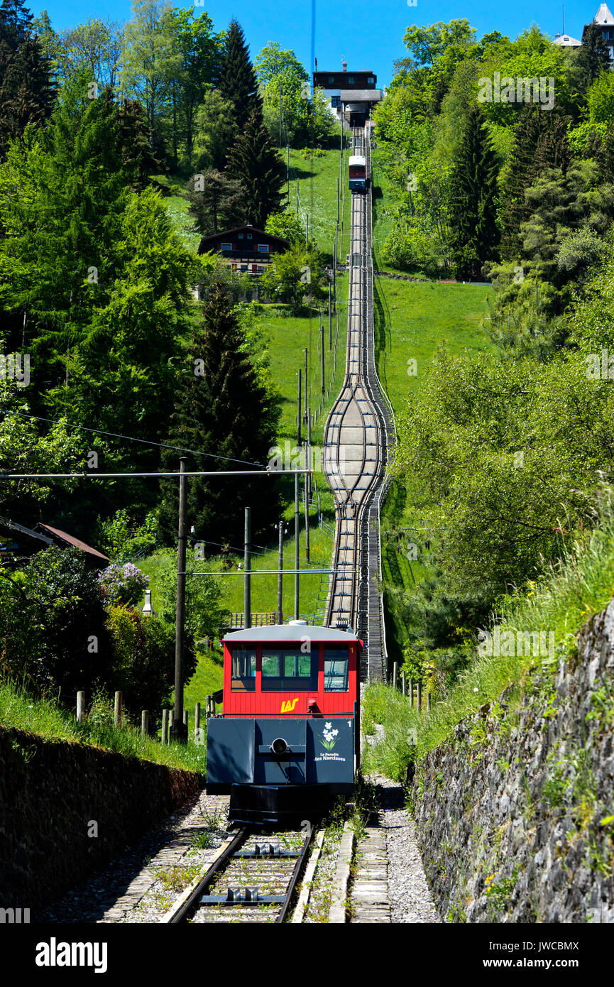Les Avants-Sonloup Standseilbahn, Les Avants, Waadt, Schweiz Stockfoto