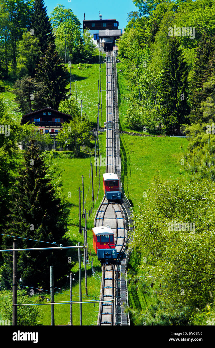 Les Avants-Sonloup Standseilbahn, Les Avants, Waadt, Schweiz Stockfoto