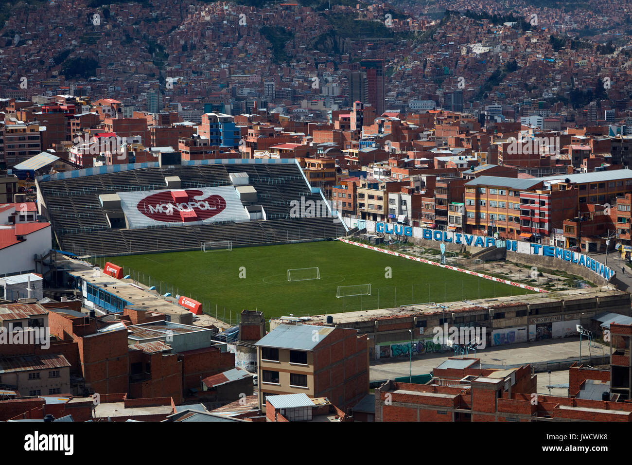 Simon Bolivar Stadion (Club Bolívar, auf 3702 m Höhe), La Paz, Bolivien, Südamerika Stockfoto