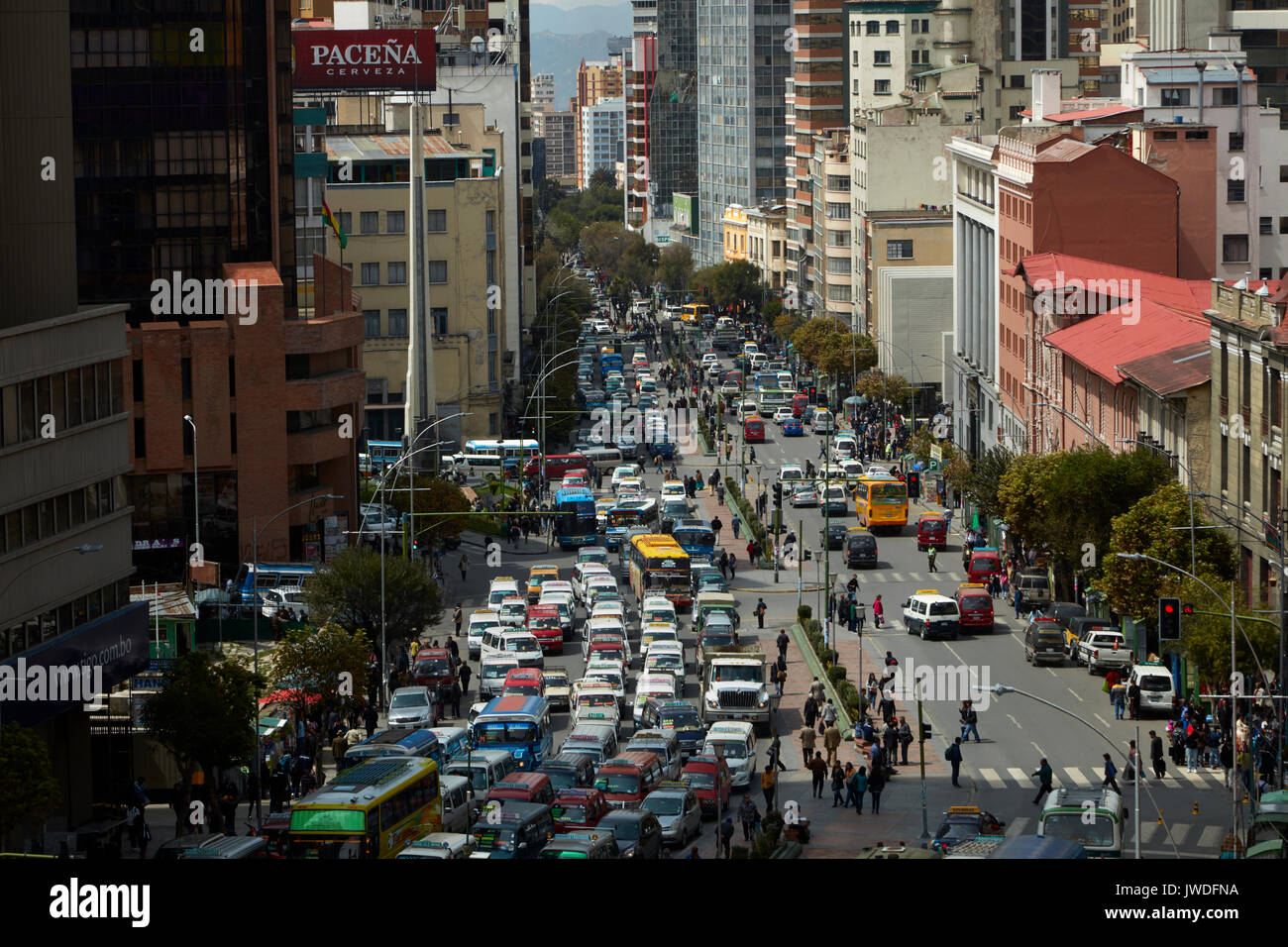 Verkehrsstaus, La Paz, Bolivien, Südamerika Stockfoto