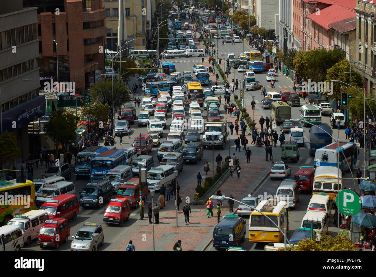 Verkehrsstaus, La Paz, Bolivien, Südamerika Stockfoto
