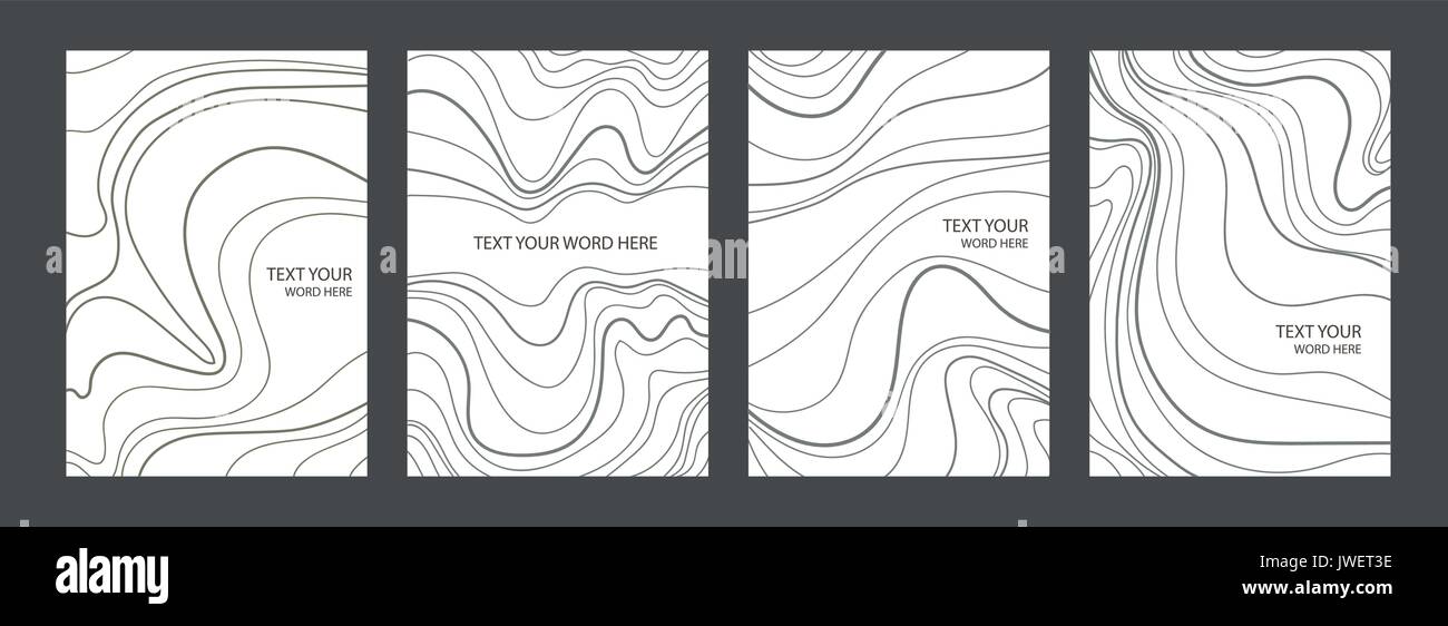 Satz von 4 minimale Marmor Grafik umfasst Design. Einfache Plakat Vorlage in Schwarz und Weiß. Vector Illustration. Stock Vektor