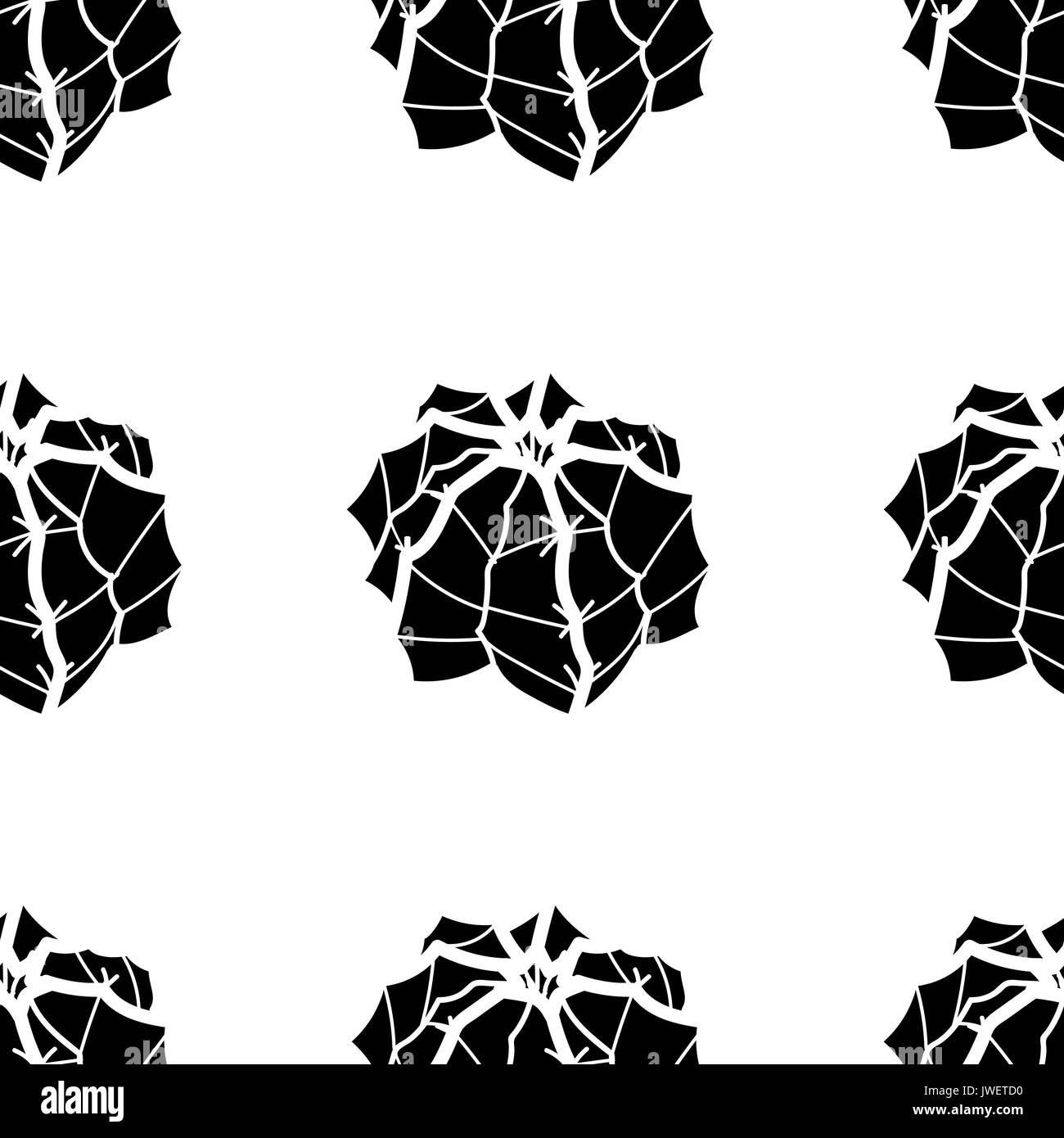 Silhouette Sukkulenten auf weißem Hintergrund. Hand gezeichneten Stil. nahtlose Muster Vector Illustration. Stock Vektor