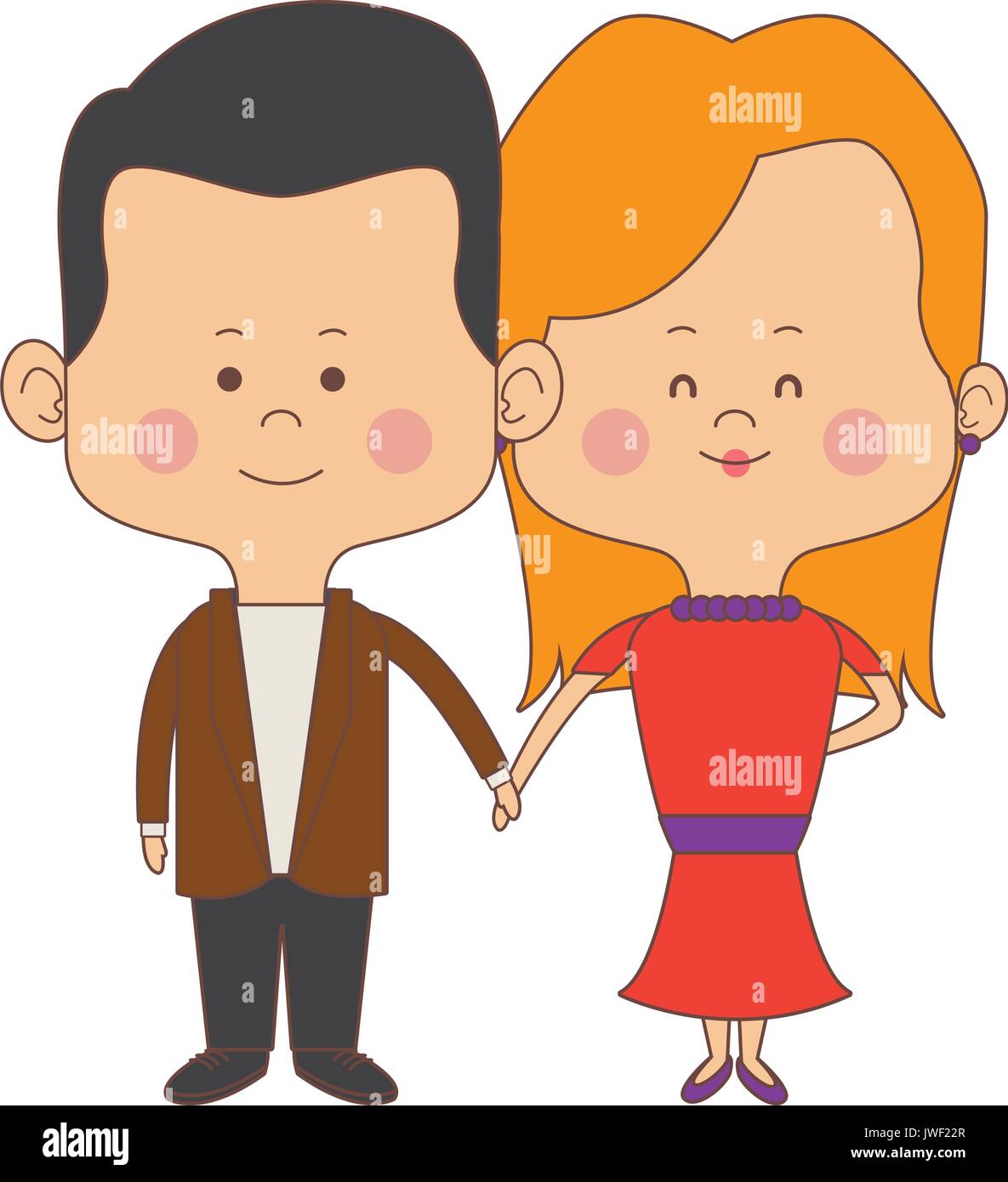 Vector Cartoon Couple Holding Hands Stockfotos Und Bilder Kaufen Alamy