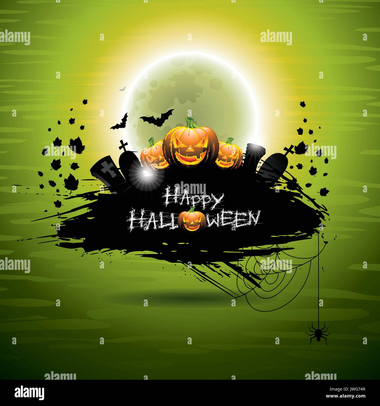 Vector Illustration auf eine Halloween Theme auf grünem Hintergrund. EPS 10 Abbildung Stock Vektor