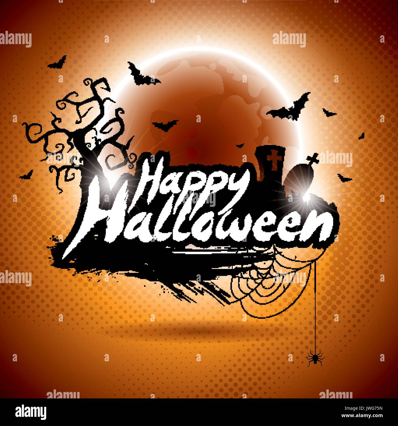 Vector Illustration auf ein Happy Halloween Theme auf Moon Hintergrund. EPS 10 Abbildung Stock Vektor
