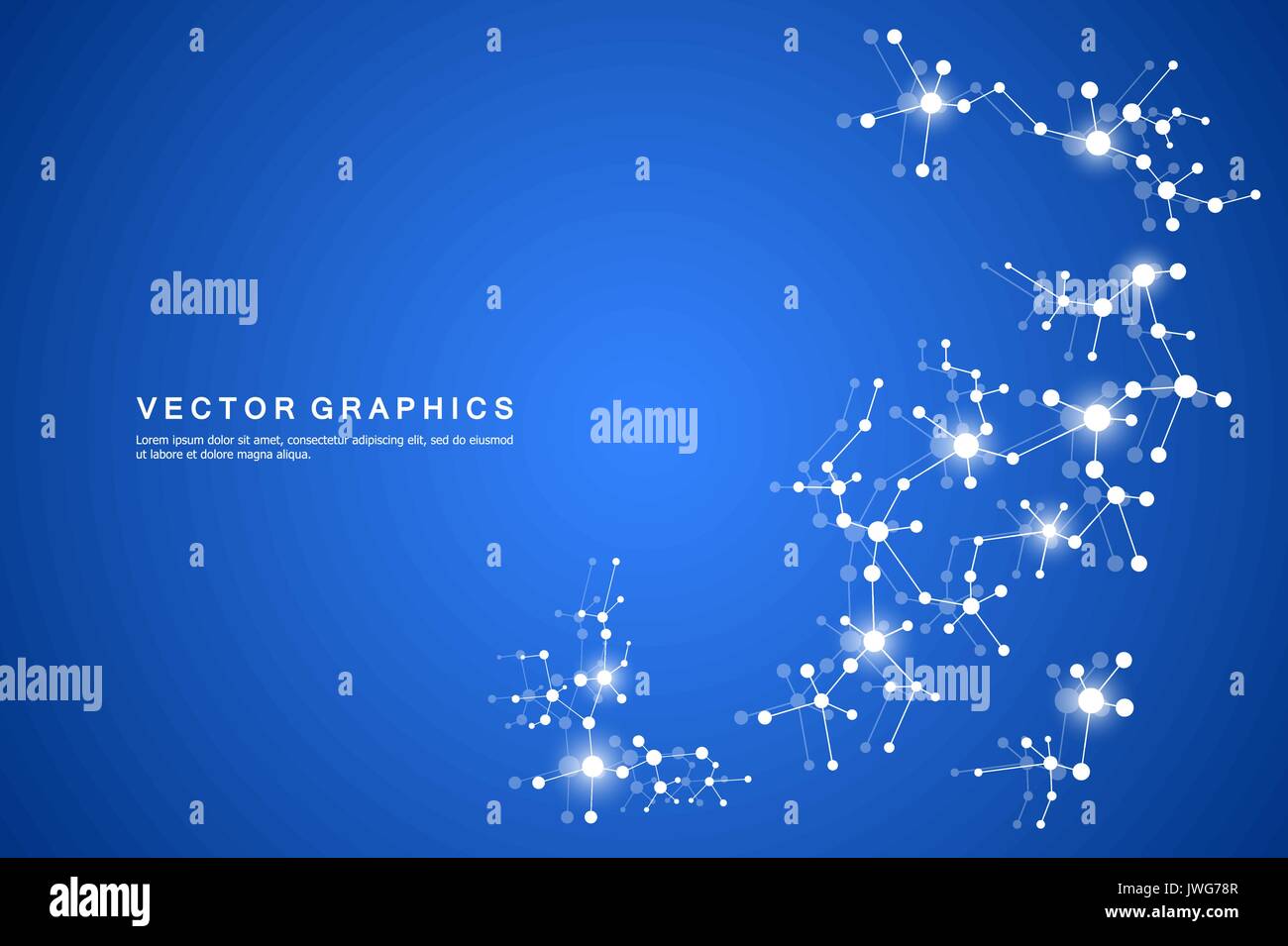 Struktur-Molekül Dna und Neuronen, verbundene Linien mit Punkten, genetischen und chemischen Verbindungen, Vektor-Illustration. Stock Vektor