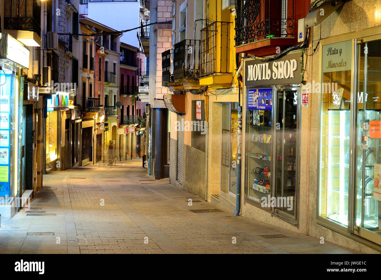 Fußgängerzone im Zentrum von Plasencia, Caceres, Spanien Stockfoto