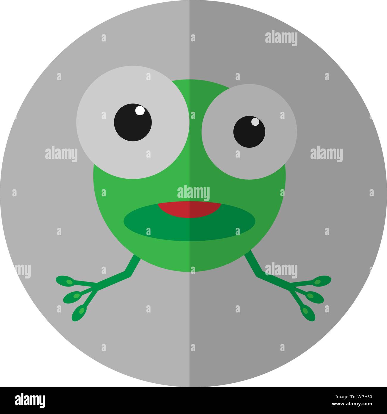 Grüner Frosch mit bif Augen flach Symbol Stock Vektor