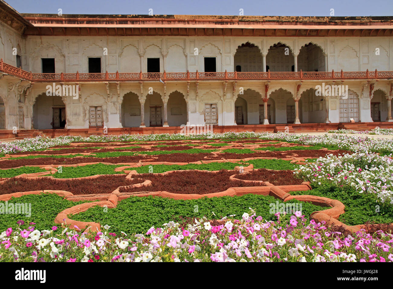 Gärten in Red Fort, Agra, Delhi, Indien Stockfoto
