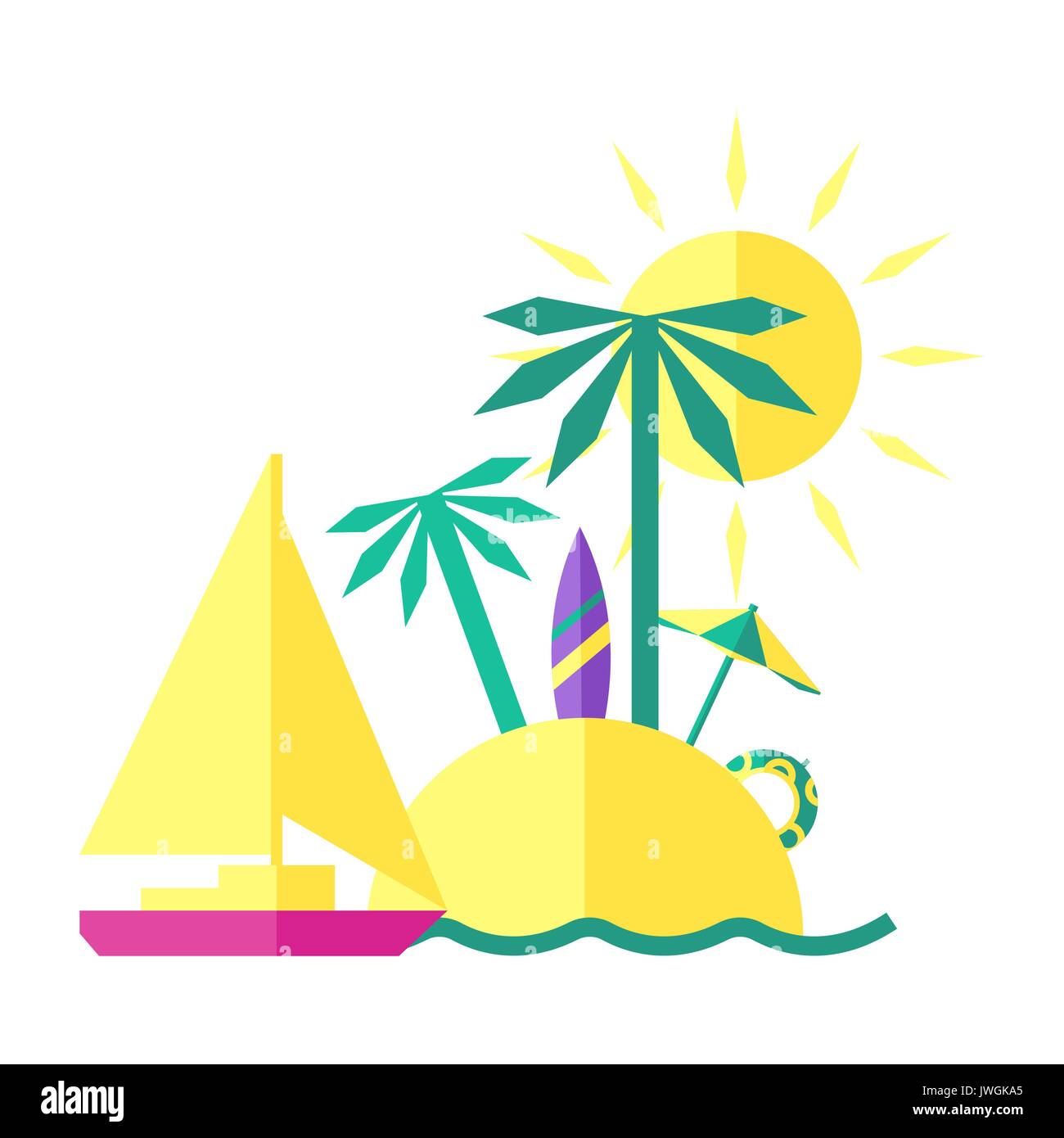 Farbige Sommer Abbildung: Eine Insel Stock Vektor