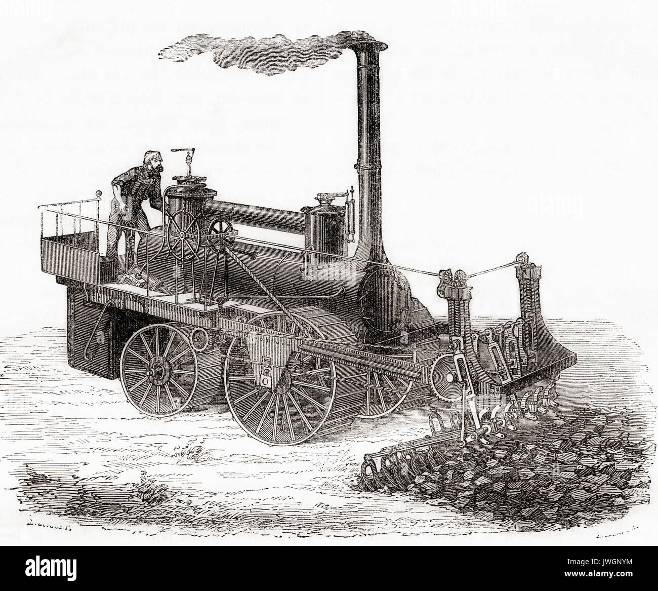 Barrat Brüder gegabelte hoe Steam Machine, 19. Von Les merveilles de la Science, veröffentlicht 1870. Stockfoto