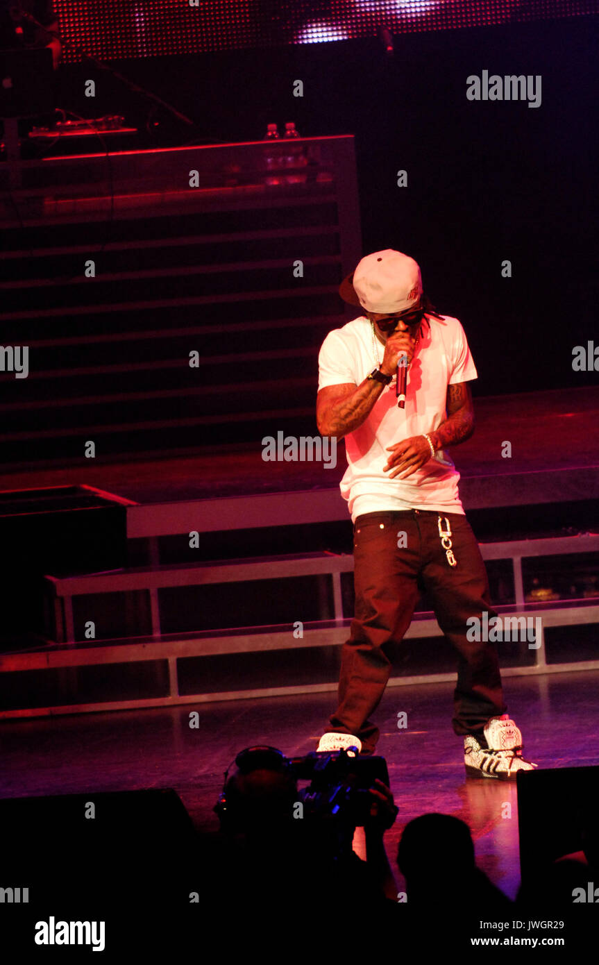 Rapper Dwayne Michael Carter, Jr. aka Lil Wayne führt America's Most Wanted Tour Gibson Amphitheatre Los Angeles. Stockfoto