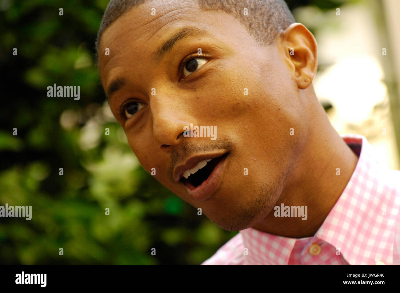 Pharrell Williams besucht Brooklyn Element Media Day Beverly Wilshire Hotel August 1,2009 Beverly Hills, Kalifornien. Stockfoto