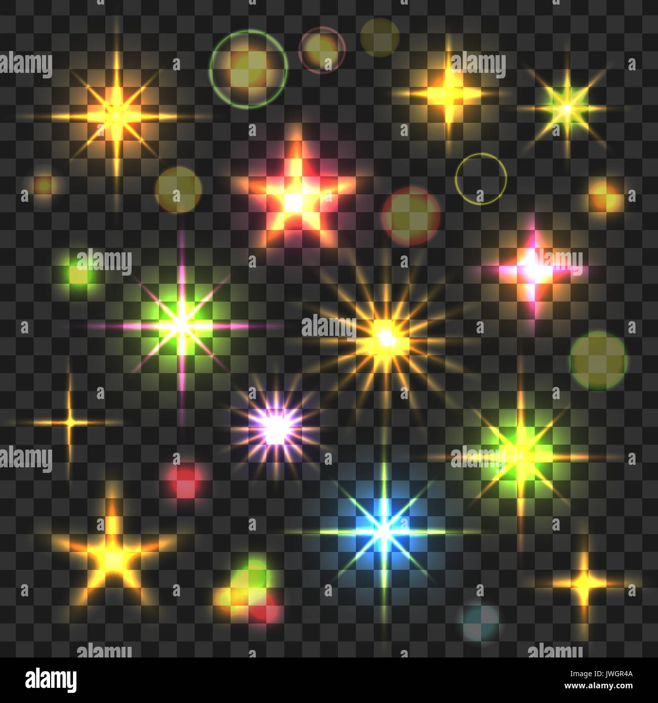 Leuchtende Sterne Flares eingestellt Stock Vektor