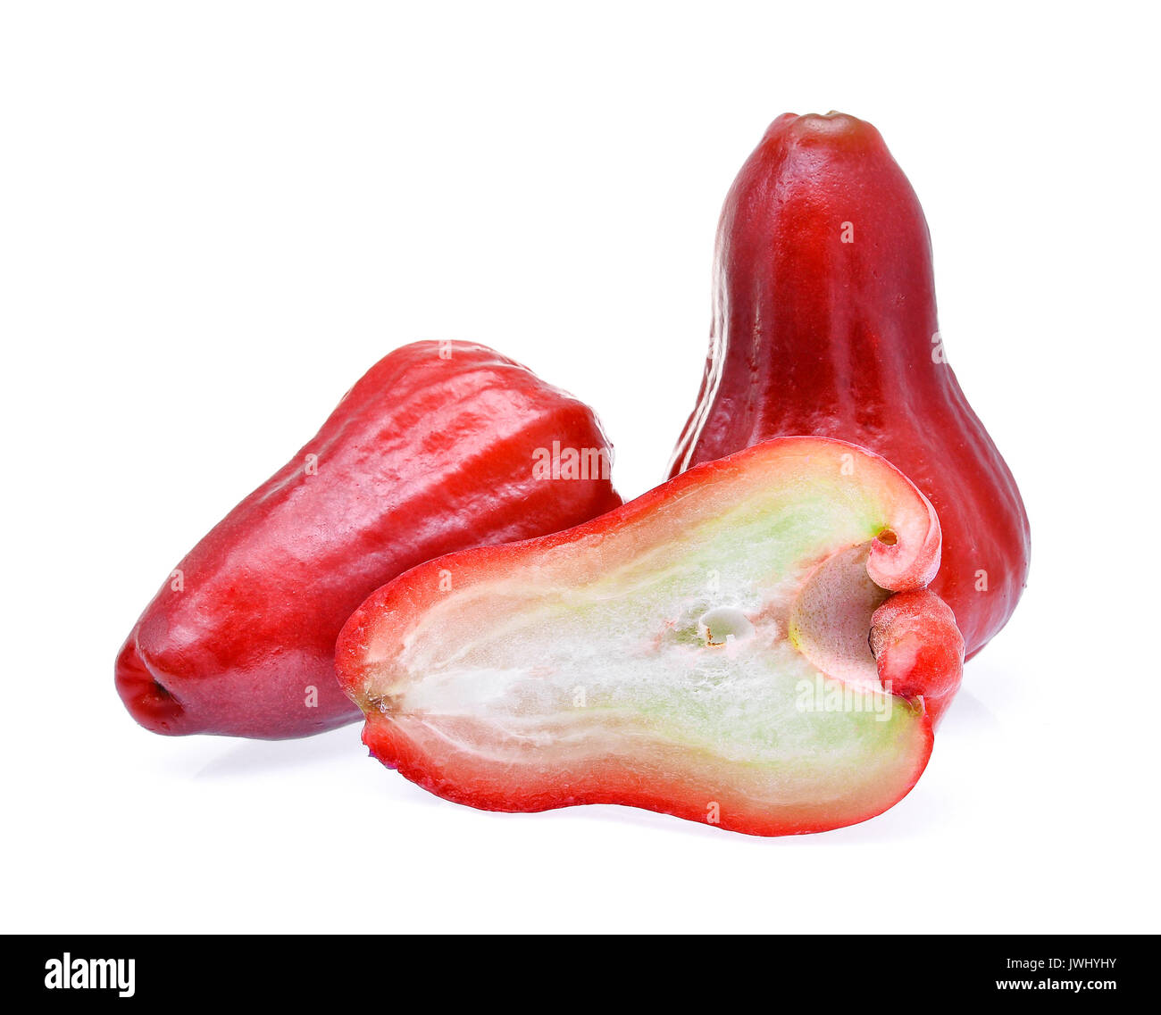Frische rote Rose Apple auf weißem Hintergrund Stockfoto