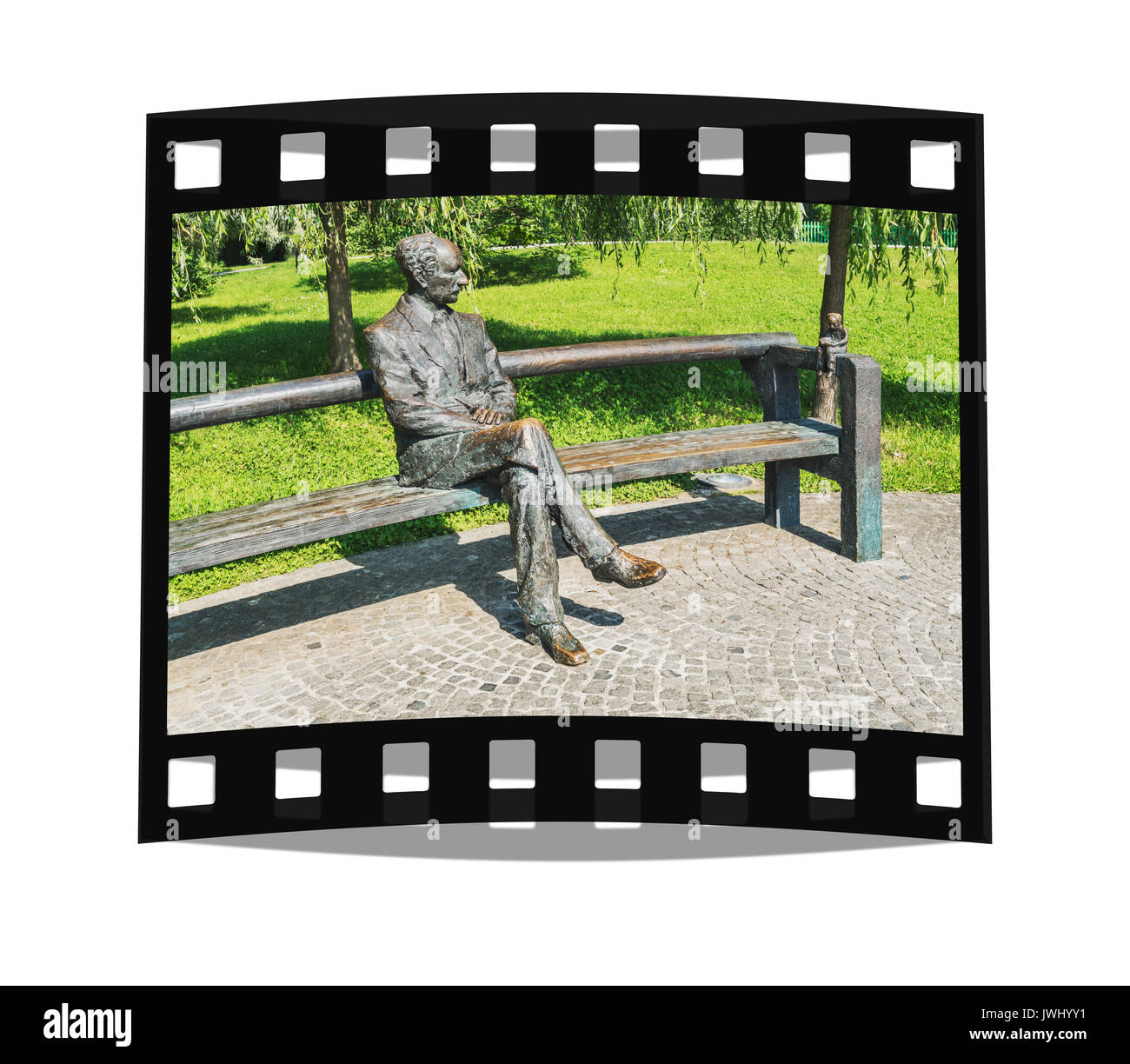 Die Statue von Edvard Kocbek im Tivoli Park, Ljubljana, Slowenien, Europa Stockfoto