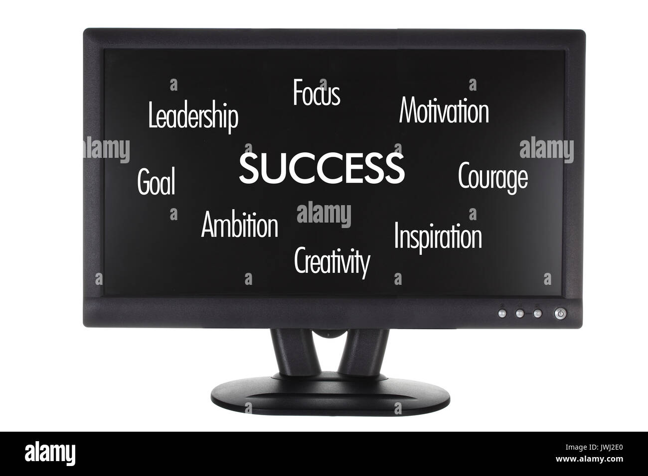 Monitor mit Worte der Inspiration auf weißem Hintergrund Stockfoto