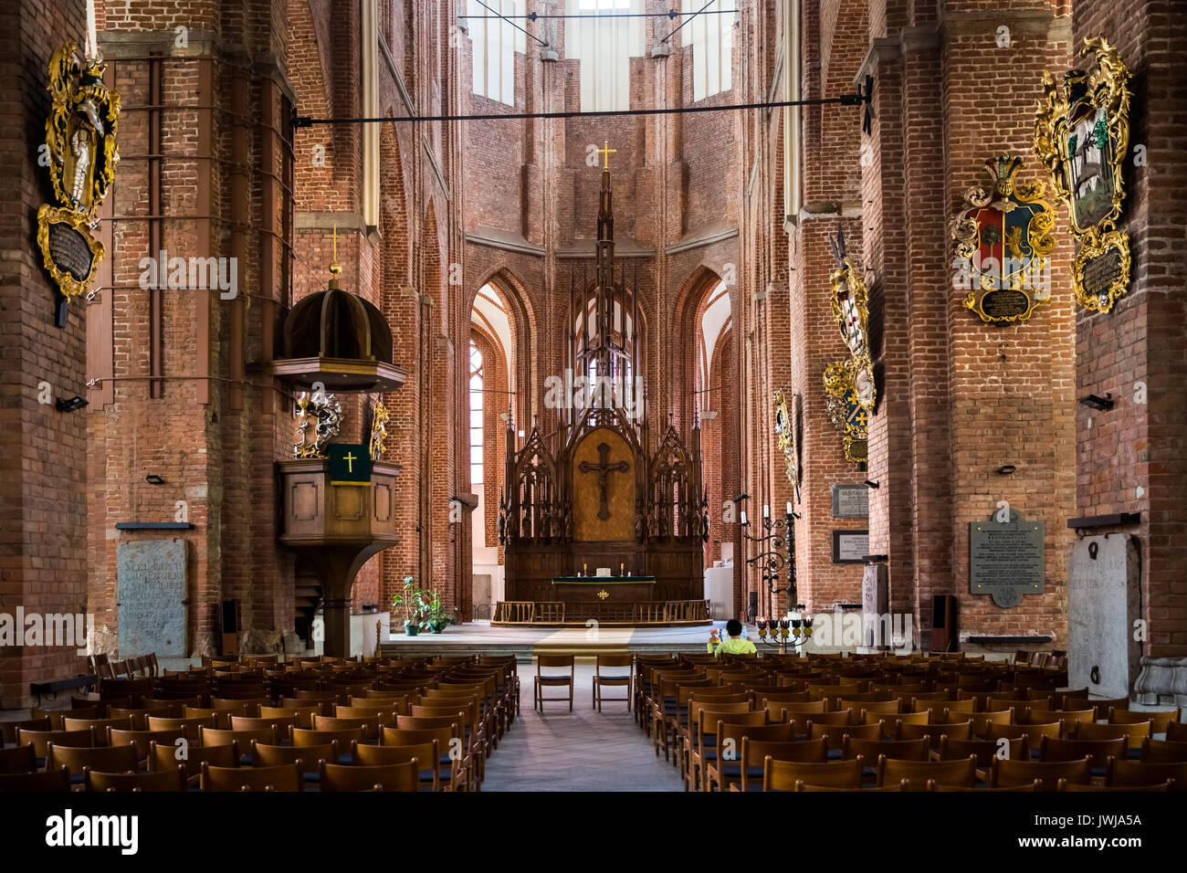 Riga, Lettland - Juli, 2017: Innere der St. Peter's Kirche in Riga, Lettland Stockfoto