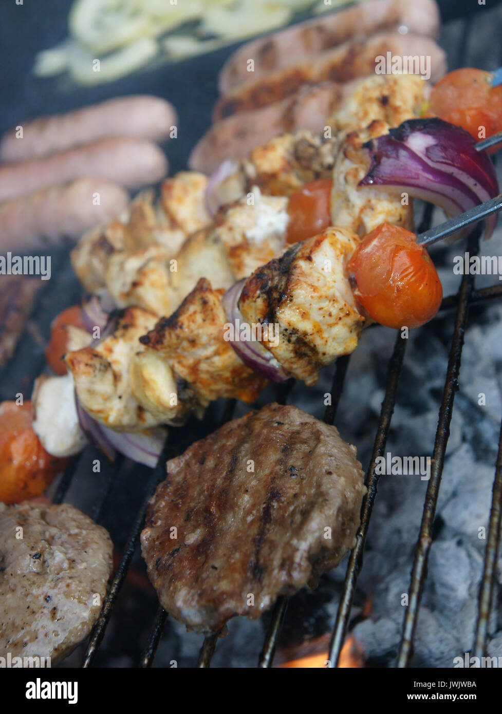 Grillen im Sommer Stockfoto