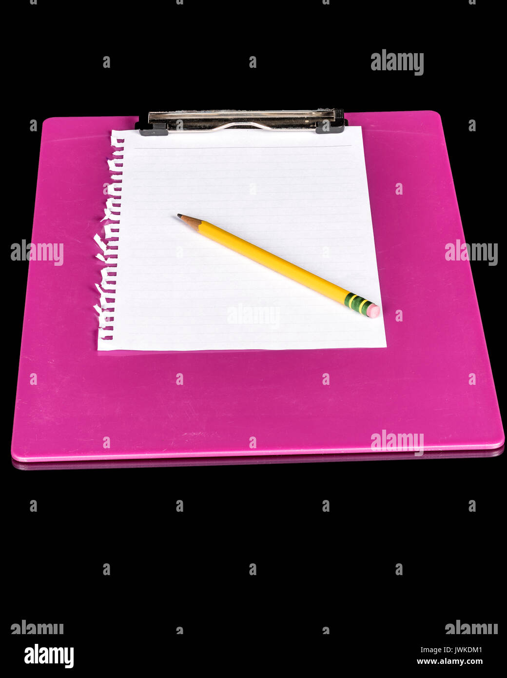 Beachten Sie Papier und Bleistift bereit, auf zu schreiben Stockfoto