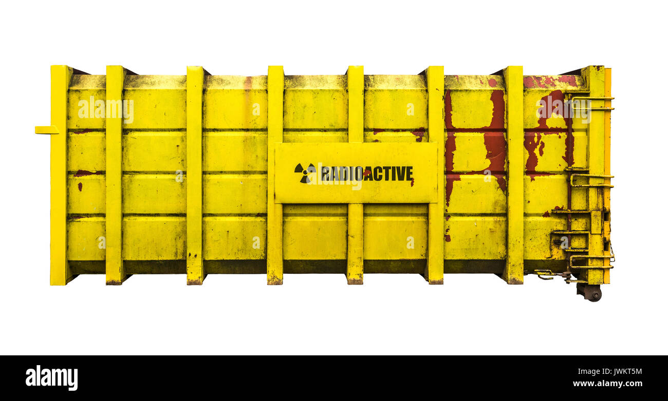 Gelbe Radioaktiver Containment Kolben aus einem Kernkraftwerk Stockfoto