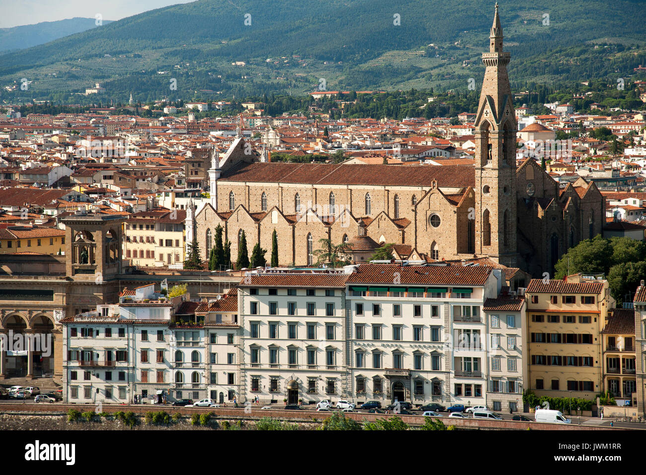 Gotische Basilika di Santa Croce (Basilika des Heiligen Kreuzes) im historischen Zentrum von Florenz aufgeführt von der UNESCO zum Weltkulturerbe in Florenz, Toskana, Italien Stockfoto