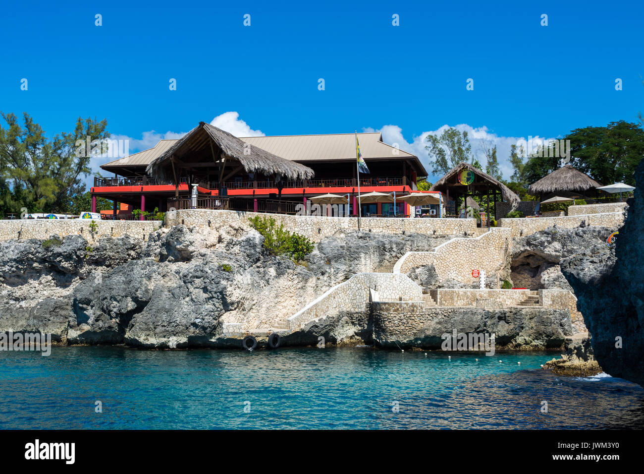 Rick's Cafe vom Meer, Negril, Jamaika Stockfoto