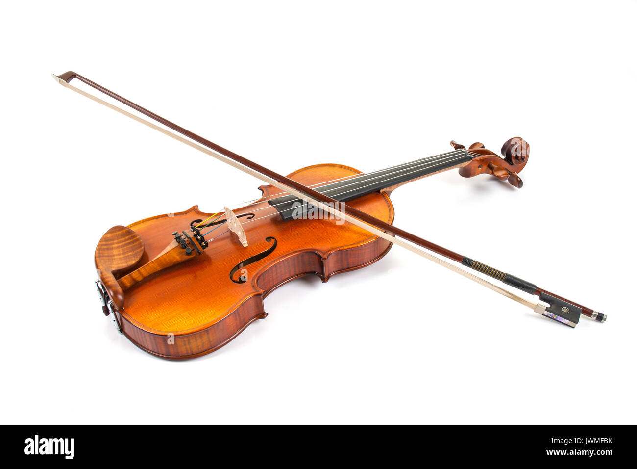 Einen schönen feinen Violine auf weiße Oberfläche Stockfoto