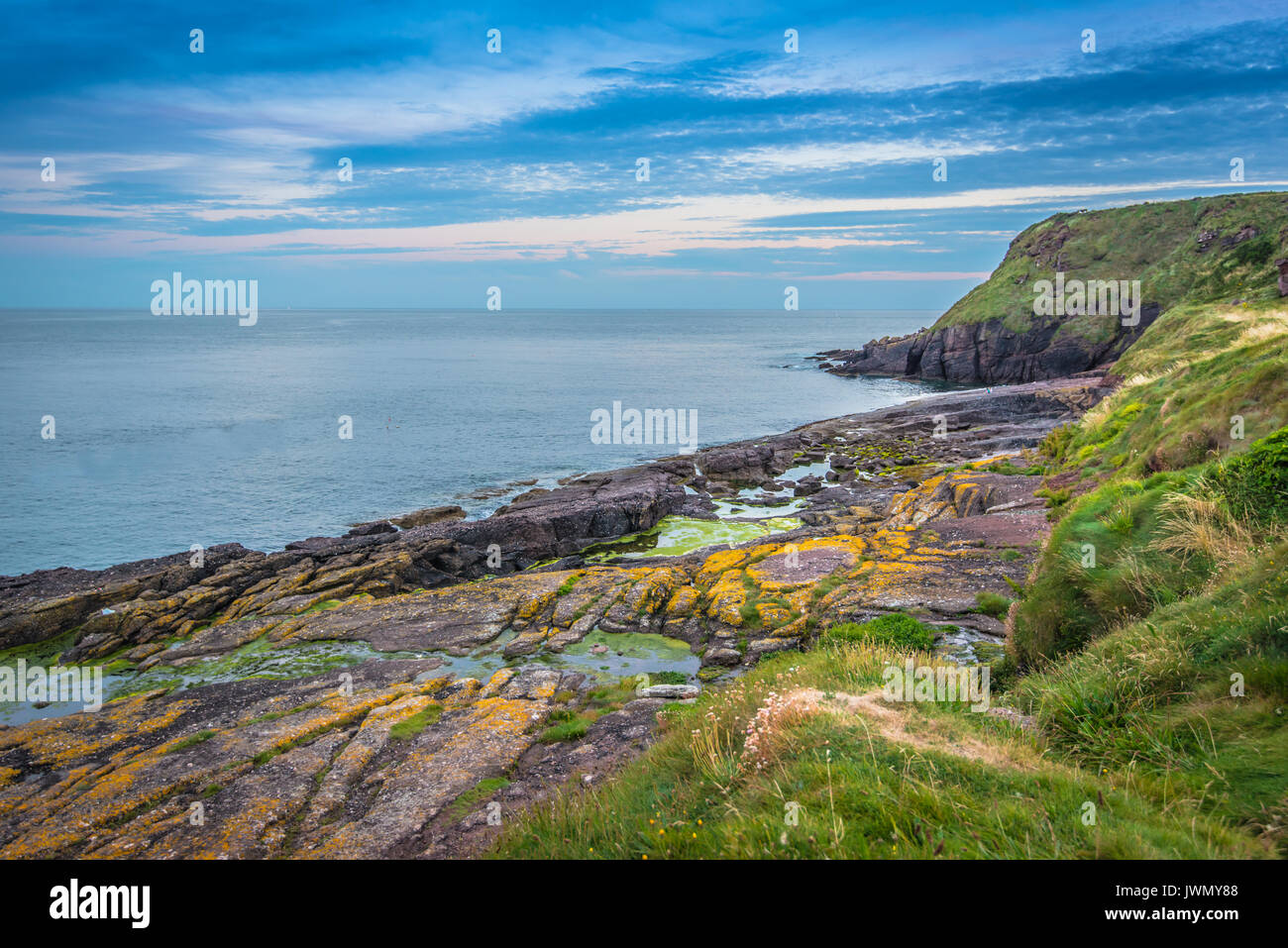 Felsige Küstenlinie bei Dunmore East Irland Stockfoto