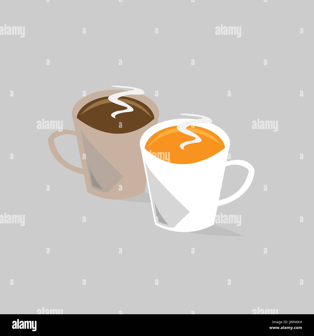 Zwei Tassen heißen Kaffee Stock Vektor