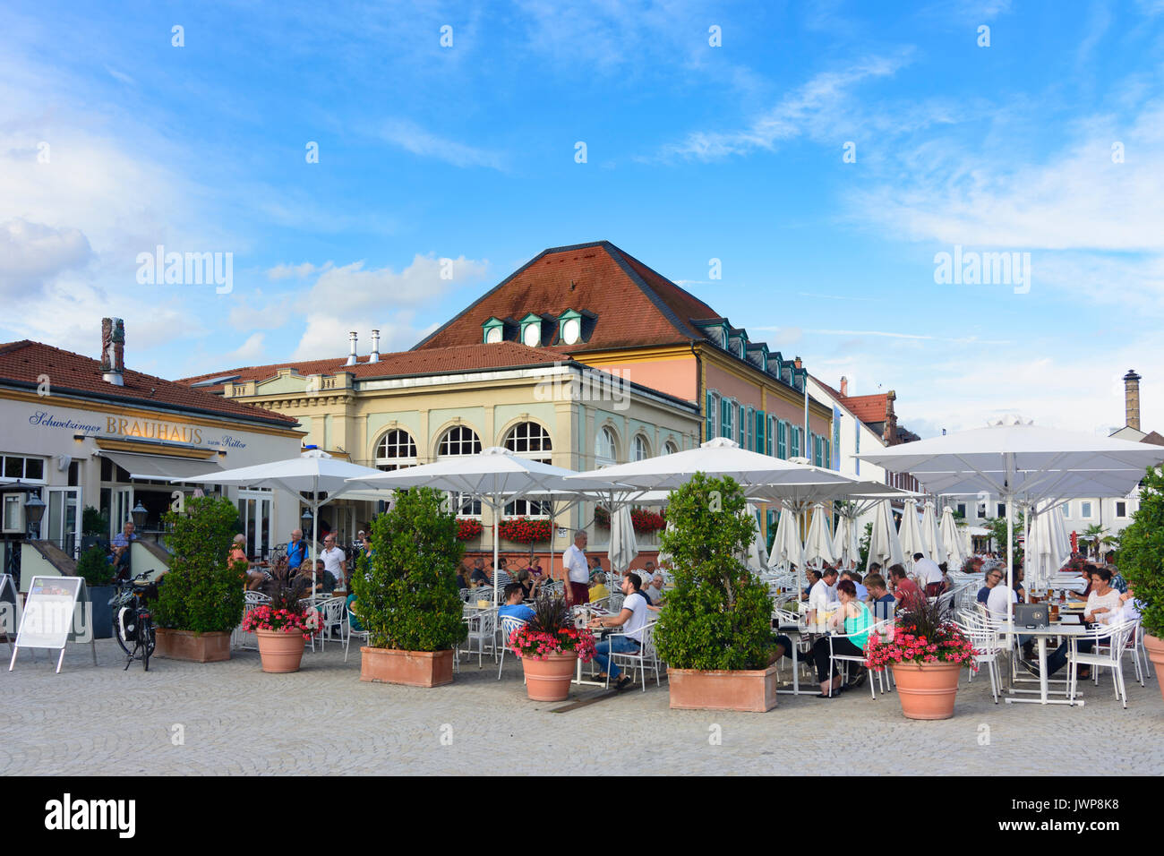 Square Schlossplatz, Restaurant, Schwetzingen, Kurpfalz, Baden-Württemberg, Deutschland Stockfoto